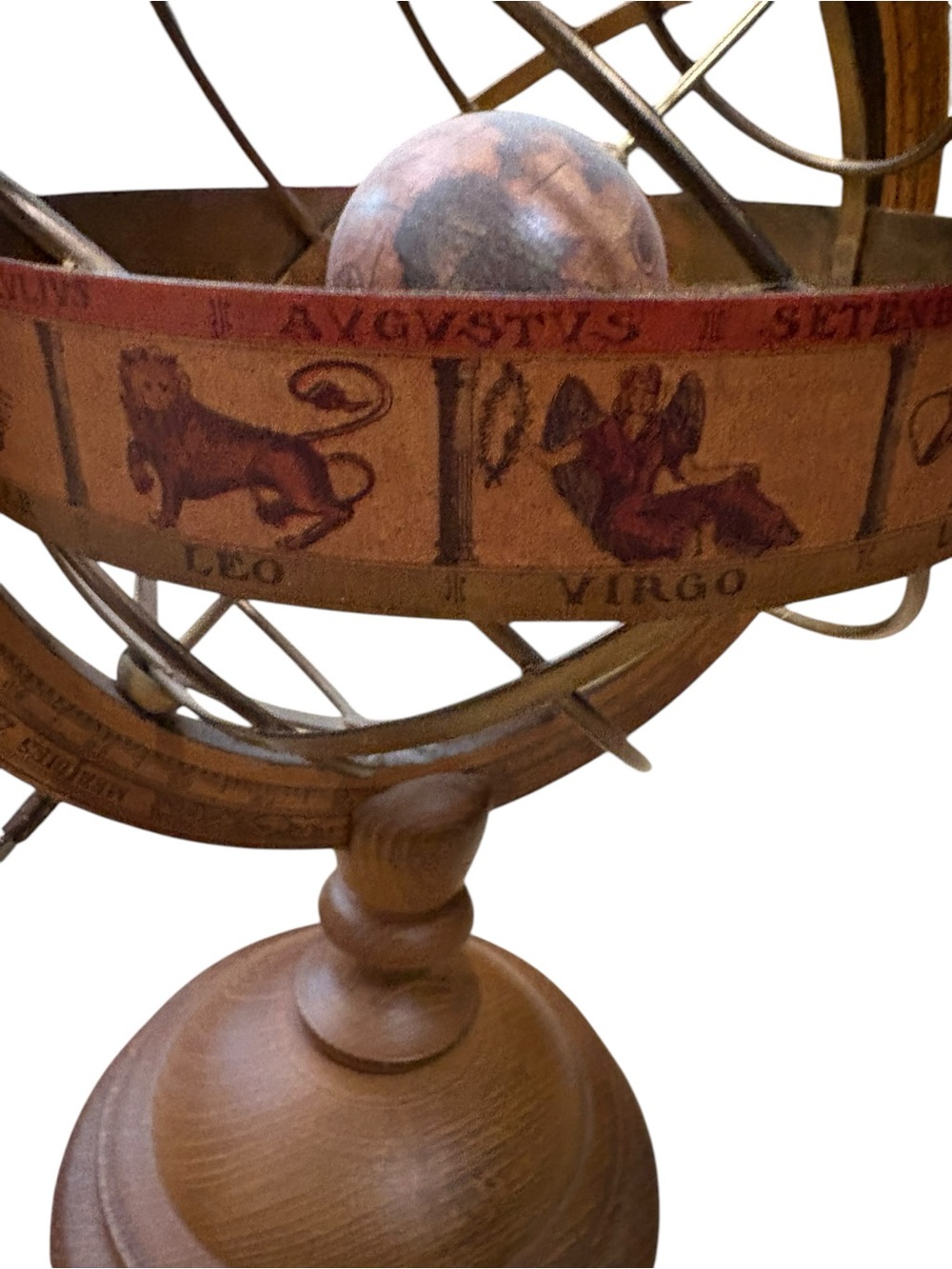 Vintage Decorative Armillary Sphere in Warm Brown and Brass - Picture 4 of 16